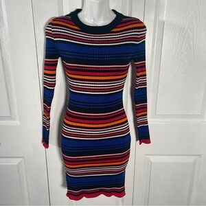 Love Star Striped Ribbed Sweater Bodycon Dress 
Size Small